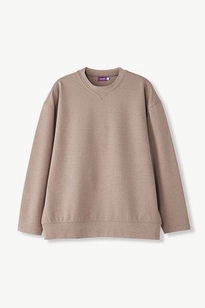 변형넥 맨투맨 티셔츠_베이지 (오버핏)_STSVA71OSD