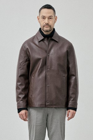 비건레더 코치 점퍼 브라운 (세미오버핏)_SJPVA73NSH