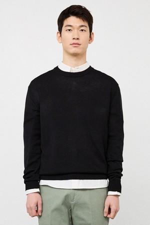 [코디갤러리 by STCO]강연소재 라운드 니트_블랙 (레귤러핏)_CKTVA04NSB