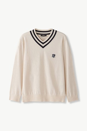 [DIEMS by STCO]골프 브이넥 니트_화이트 (클래식핏)_DGKVA61CSW