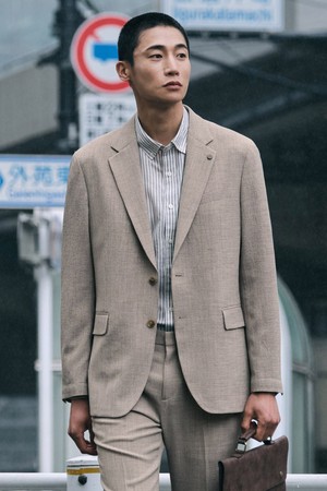 러프 텍스쳐 경량 썸머 셋업 자켓_베이지 (릴렉스핏)_SEJVB05NSD