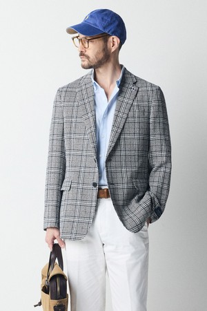 ITALY ANGELICO 조직감 자켓_네이비 체크 (릴렉스핏)_SJAUB91NCN