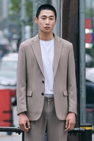 Tech-poly 사방스판 에센셜 셋업 블레이저_베이지 (릴렉스핏)_SEJVZ73NSD