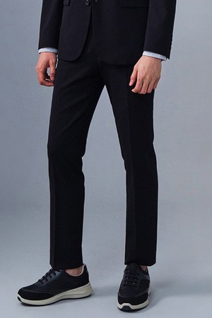 블랙 클래식핏 폴리 수트 팬츠_SSLUB51CSB