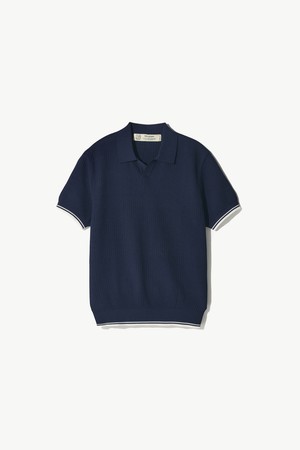 [에어컨니트] 헤리티지 오픈카라 니트 네이비