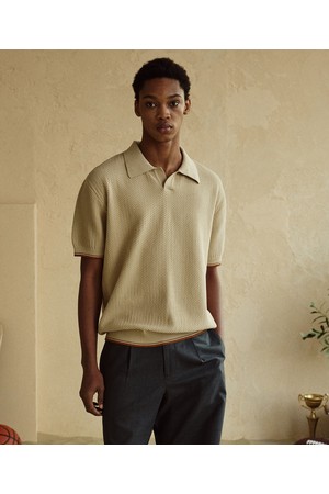 [에어컨니트] 헤리티지 오픈카라 니트 베이지