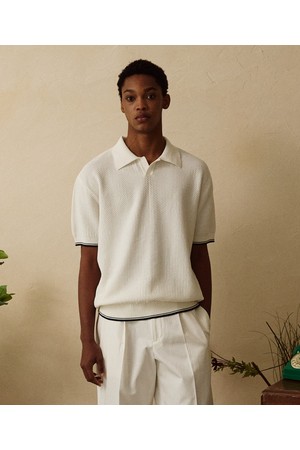 [에어컨니트] 헤리티지 오픈카라 니트 화이트