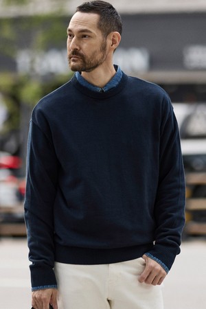 [코디갤러리 by STCO]코튼 라운드 니트_다크 네이비 (클래식핏)_CKTWZ07NS7