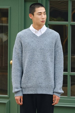 [DIEMS by STCO]네프사 브이넥 니트 블루 (오버핏)_LKTVD63OSL