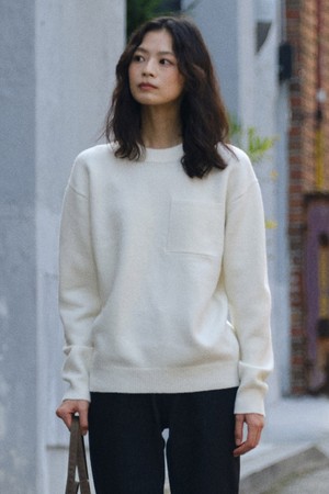 [DIEMS by STCO]포켓 라운드 니트 아이보리 (오버핏)_LKTVD64OSI