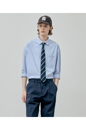 고밀도 폴리 워시드 셔츠_블루 (세미오버핏)_SDSWA62OSL