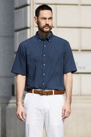 [DIEMS by STCO]아이스 터치 슬럽 반팔 셔츠_네이비 (레귤러핏)_DDSWB04CSN