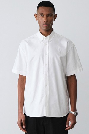 [DIEMS by STCO]고밀도 워싱 옥스포드 반팔 셔츠_화이트 (오버핏)_DDSVB65OSW