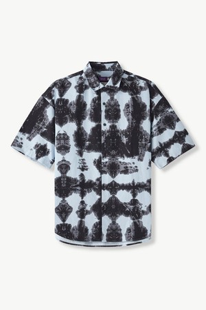 데님 프린트 반팔 셔츠_블루 (오버핏)_SDSVB73OGL