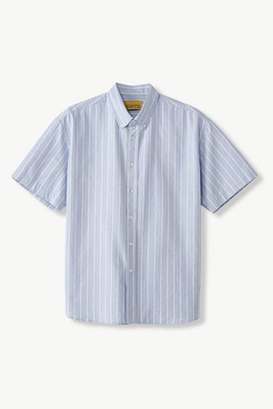 고밀도 워싱 옥스포드 반팔 셔츠_블루 (오버핏)_DDSVB67OTL