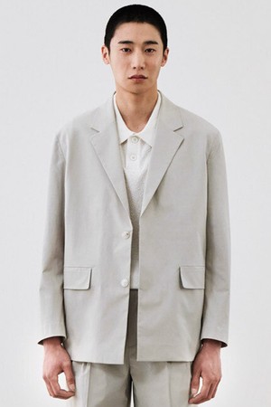 코튼-나일론 혼방 히든버튼 셋업 자켓 베이지 (리얼오버핏)_SEJVB71OSF