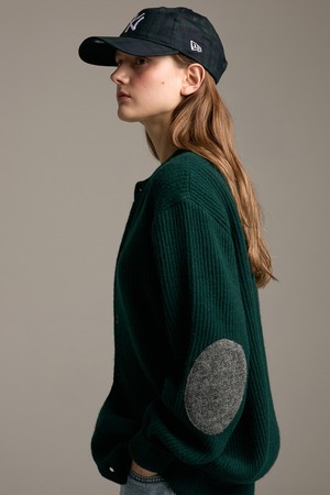 [램스울] 해리스트위드 라운드넥 가디건 그린