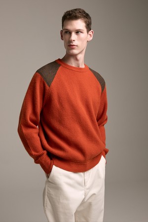 [램스울] 해리스트위드 코만도 스웨터 오렌지