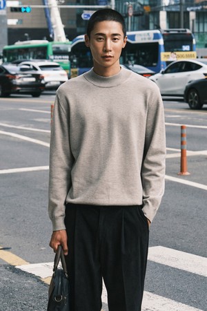 찰떡 모크넥 니트_그레이 (베이직핏)_SKTWD08NSG