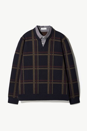 [DIEMS by STCO] 셔츠 레이어드 니트_네이비 (클래식핏)_DKTWD14CCN