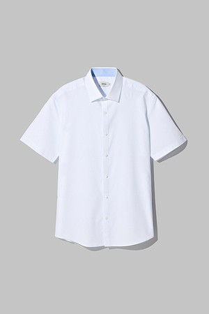 코튼 혼방 컴포트 반소매 셔츠_화이트 (슬림핏)_SDSWB01SSW