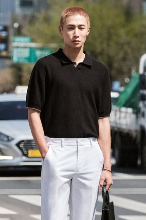 [DIEMS by STCO]허니콤 오픈 카라 니트_블랙 (클래식핏)_DKTWB13CSB