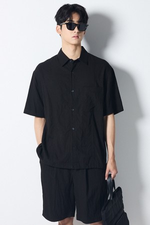 [DIEMS by STCO]플루이드 쿨&소프트 셔츠_블랙 (오버핏)_LDSWB61OSB