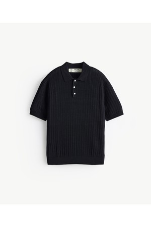 수피마 코튼 케이블 폴로 니트_블랙_0KTXB24HSB