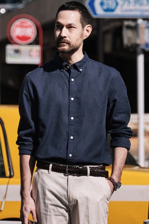 [자개단추] 소프트 린넨 셔츠_네이비 (레귤러핏)_JDSXZ53CSN