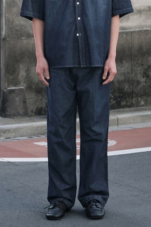 원턱 밴딩 데님 팬츠_네이비 (와이드핏)_DDMXB61WSN