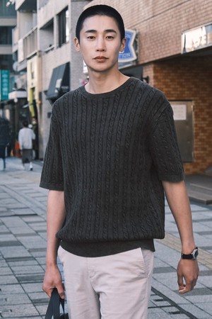 프리미엄 워싱 라운드 니트_차콜 그레이 (세미오버핏)_DKTXB72OSC