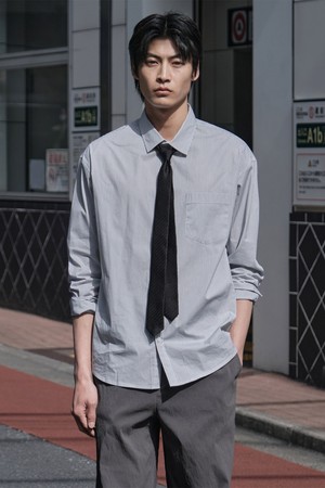 고밀도 바이오 워싱 셔츠_그레이 (세미 오버핏)_LDSXA65OTG