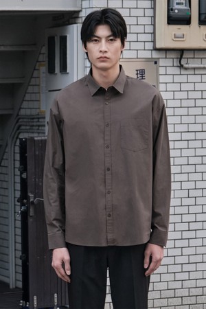고밀도 면100 바이오 워싱 셔츠_브라운 (세미 오버핏)_LDSXA64OSH