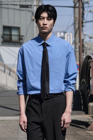 고밀도 면100 바이오 워싱 셔츠_블루 (세미 오버핏)_LDSXA63OSL
