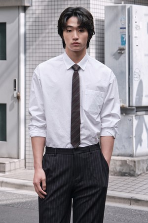 고밀도 면100 바이오 워싱 셔츠_화이트 (세미 오버핏)_LDSXA61OSW