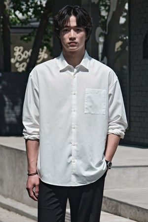 [일본 YAGI&CO.] 포플린 셔츠_화이트 (세미오버핏)_SDSXA63OSW