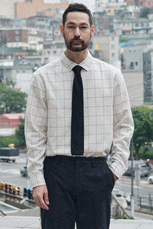 플란넬 윈도우페인 체크 셔츠_아이보리 (클래식핏)_DDSXD05CCI