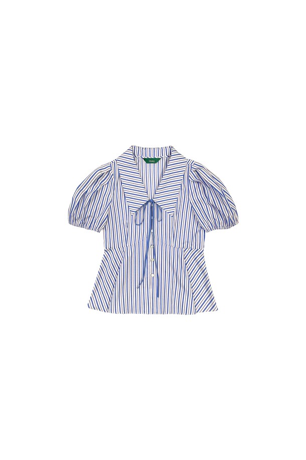 TI:BAEG - 블라우스 - Button Collar Shirt Blue 버튼 카라 셔츠 블루