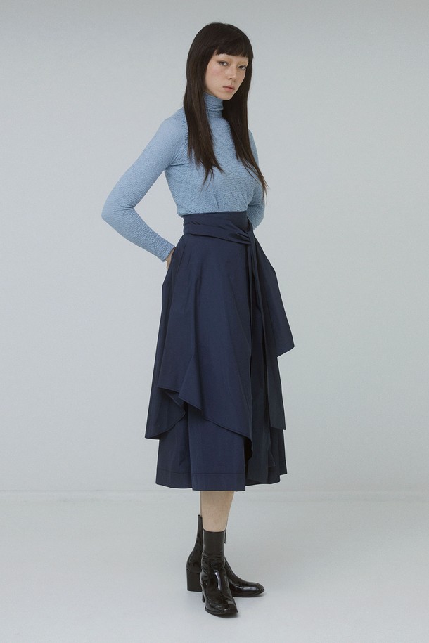 TI:BAEG - 롱/미디팬츠 - TAFFTA WIDE SKIRT PANTS NY 타프타 와이드 스커트 팬츠 네이비