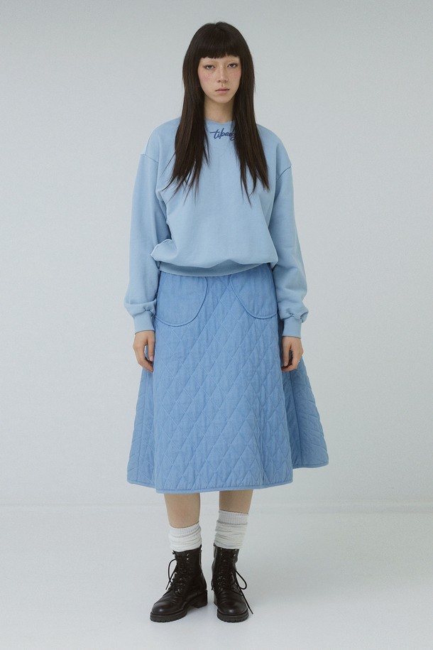 TI:BAEG - 미디스커트 - DENIM QUITING SKIRT BL 데님 퀼팅스커트 블루