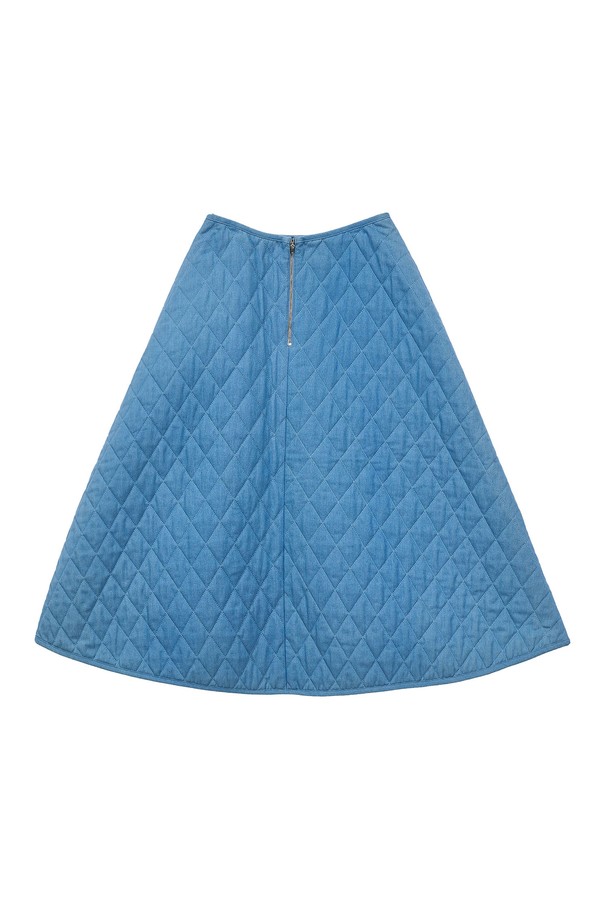 TI:BAEG - 미디스커트 - DENIM QUITING SKIRT BL 데님 퀼팅스커트 블루