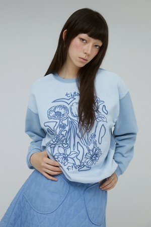 FLOWER SWEATSHIRTS BL 플라워 스웻티셔츠 블루