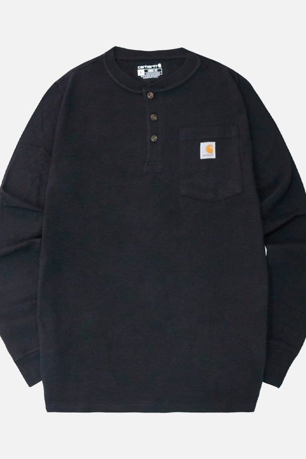 Carhartt - 긴팔티셔츠 - 칼하트 헨리넥 긴팔티 K128-BLK