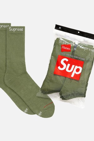 슈프림 Hanes Crew Socks 양말 4팩 SS22A27-OLIVE