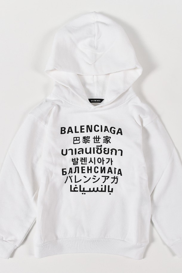 BALENCIAGA - 의류 - 발렌시아가 641599 랭기지 로고 키즈 후드티셔츠(화이트) 641599 TJVM3 9040