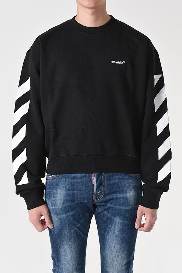 OFF-WHITE - 스웨트셔츠 - 오프화이트 OMBA058 다이애그널 맨투맨(블랙) OMBA058C99FLE001 1001