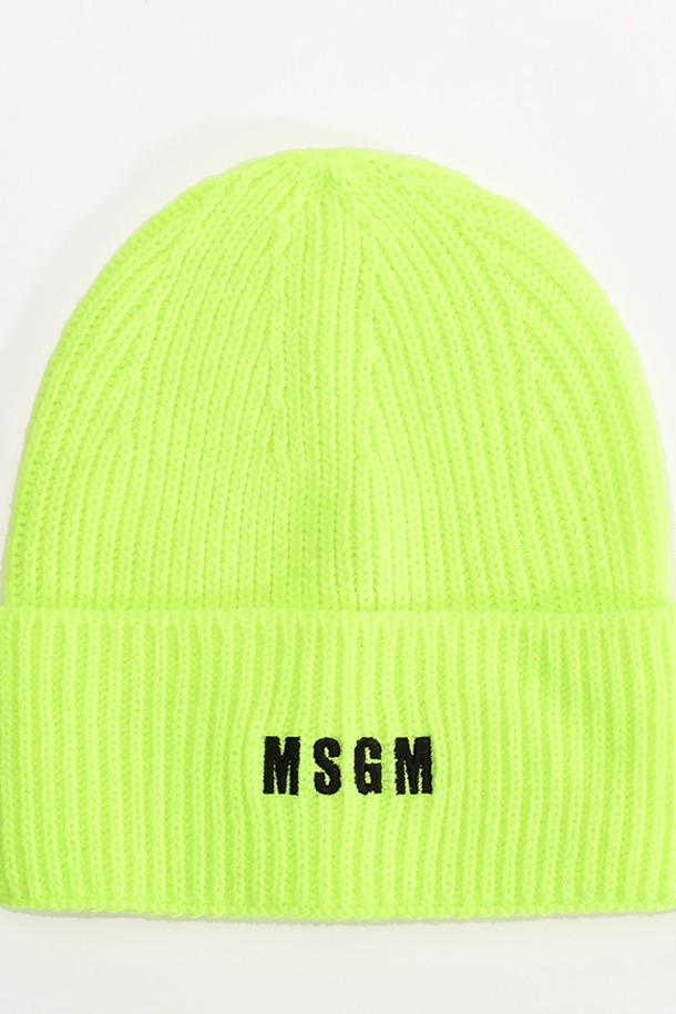 MSGM - 모자 - 엠에스지엠 3340ML04 로고 자수 골지 비니(형광그린) 3340ML04 227767 07