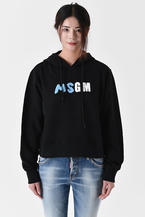 MSGM - 긴팔티셔츠 - 엠에스지엠 3341MDM186 크롭 후드티셔츠(블랙) 3341MDM186 227799 99