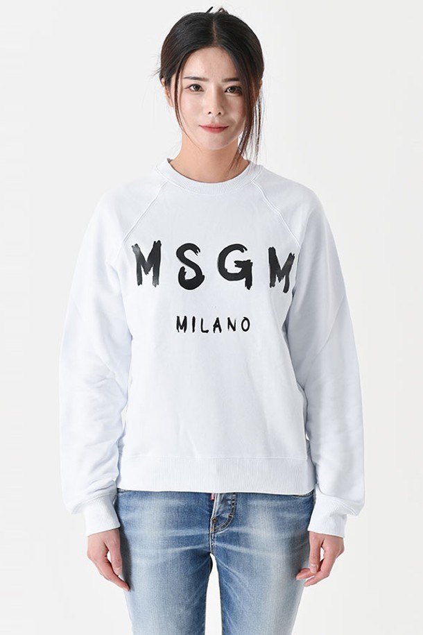 MSGM - 긴팔티셔츠 - 엠에스지엠 2000MDM513 브러쉬 로고 맨투맨(화이트) 2000MDM513 200000 01