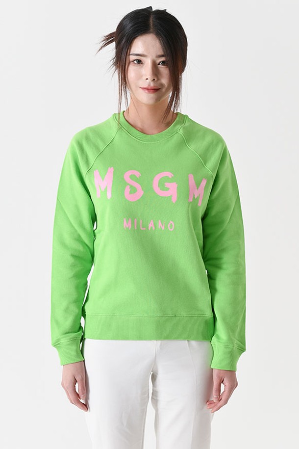 MSGM - 긴팔티셔츠 - 엠에스지엠 3341MDM513 로고 레귤러핏 맨투맨(형광그린) 3341MDM513 227799 36